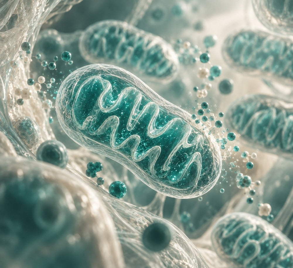 Mitochondrie et molécules, illustration de la biologie cellulaire