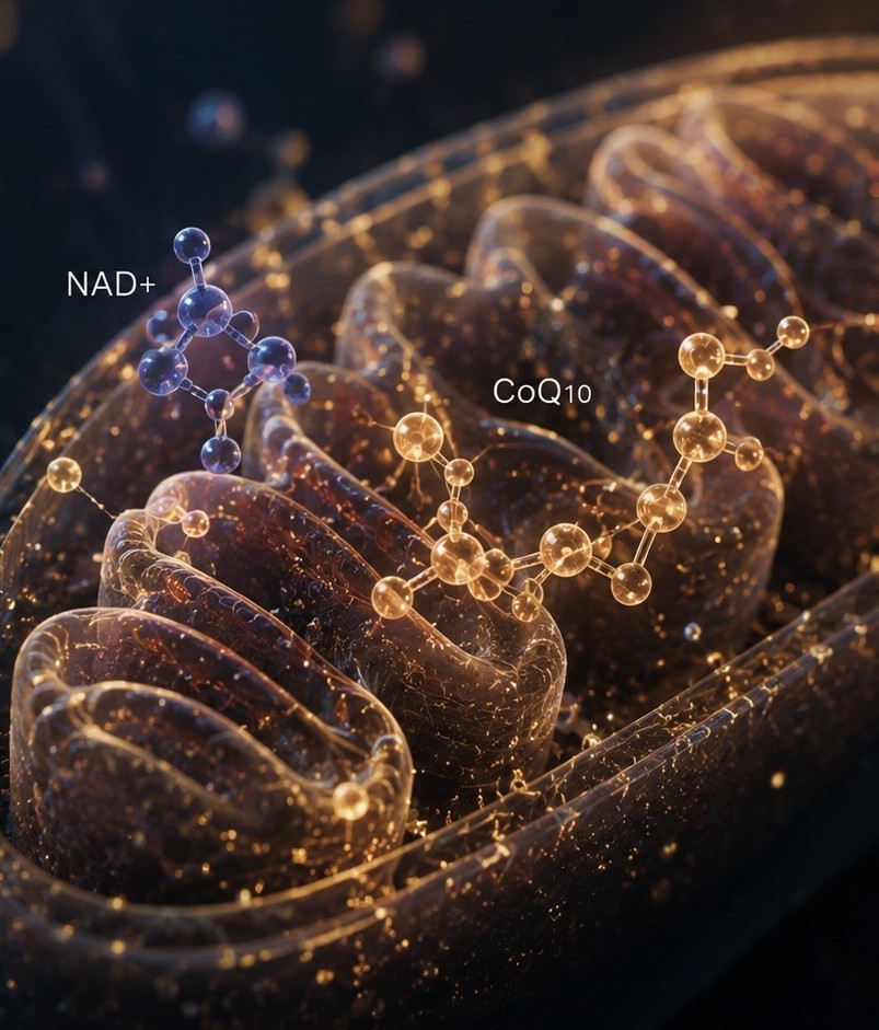 NAD+ et Coenzyme Q10 : pourquoi ces deux molécules sont complémentaires dans la biologie mitochondriale